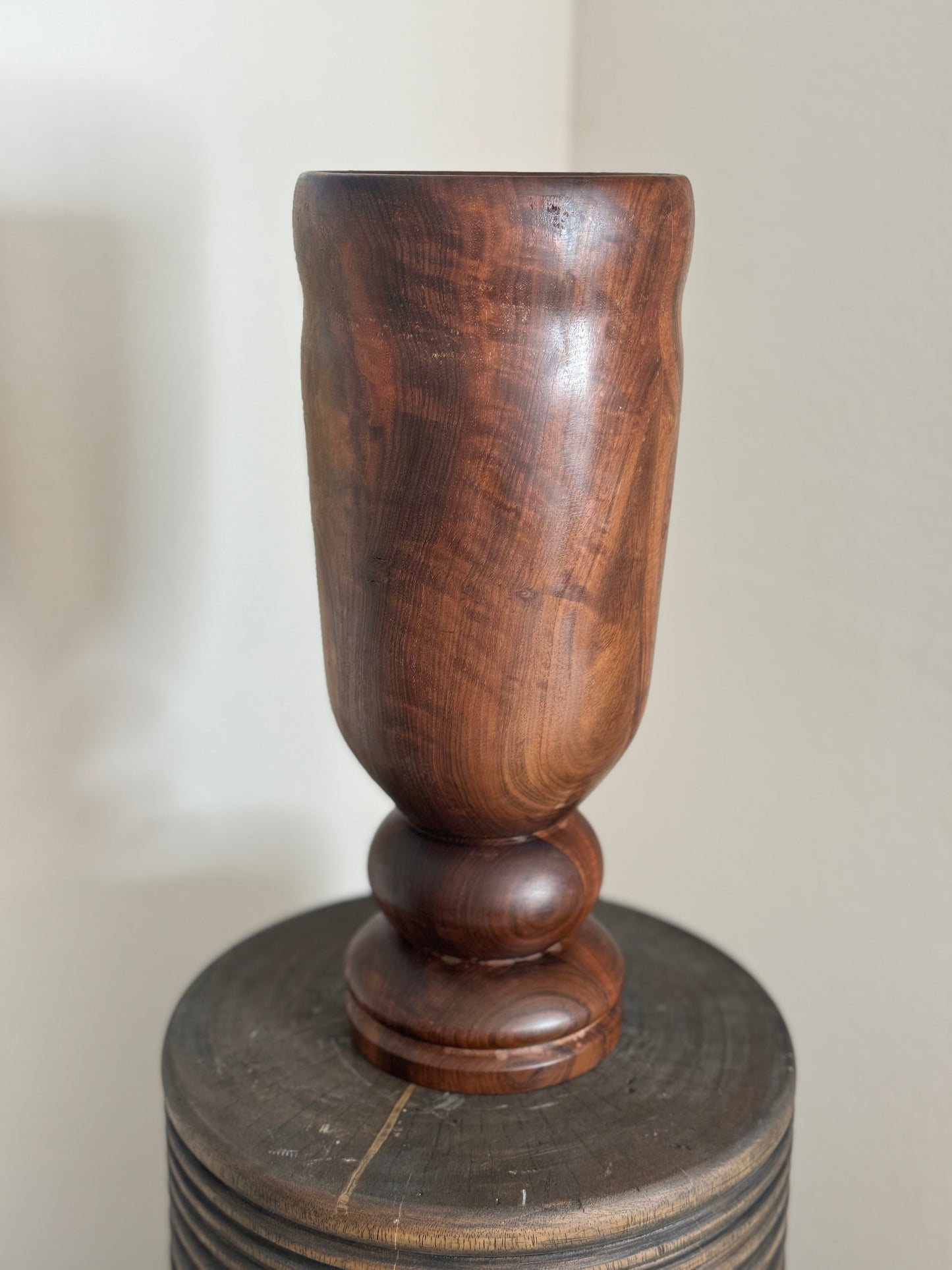 Tall Turned Wood Vase