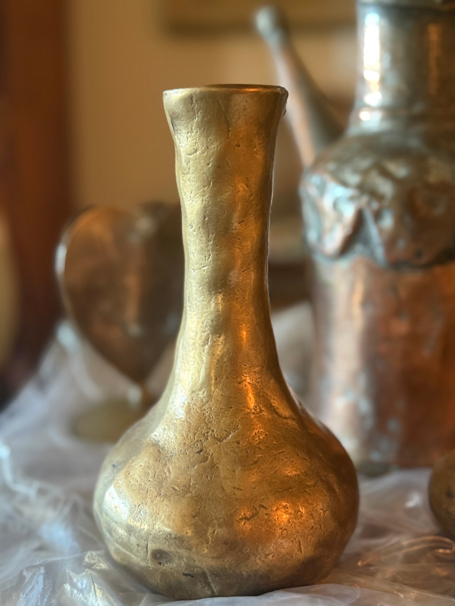 MCM Brutalist Brass Vase