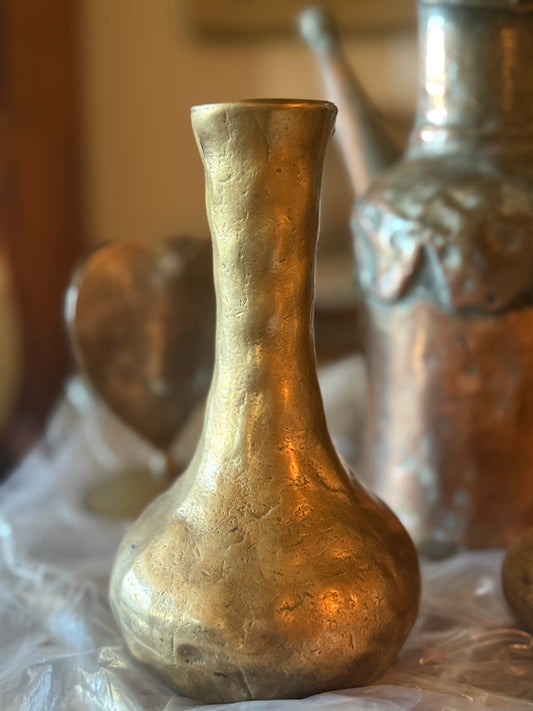 MCM Brutalist Brass Vase